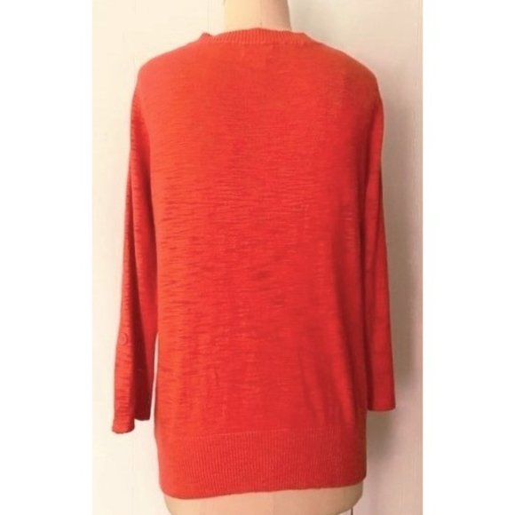 FOREVER 21 ORANGE COTTON SLUB KNIT 3/4 SLEEVE CARDIGAN SWEATER L - Picture 11 of 11
